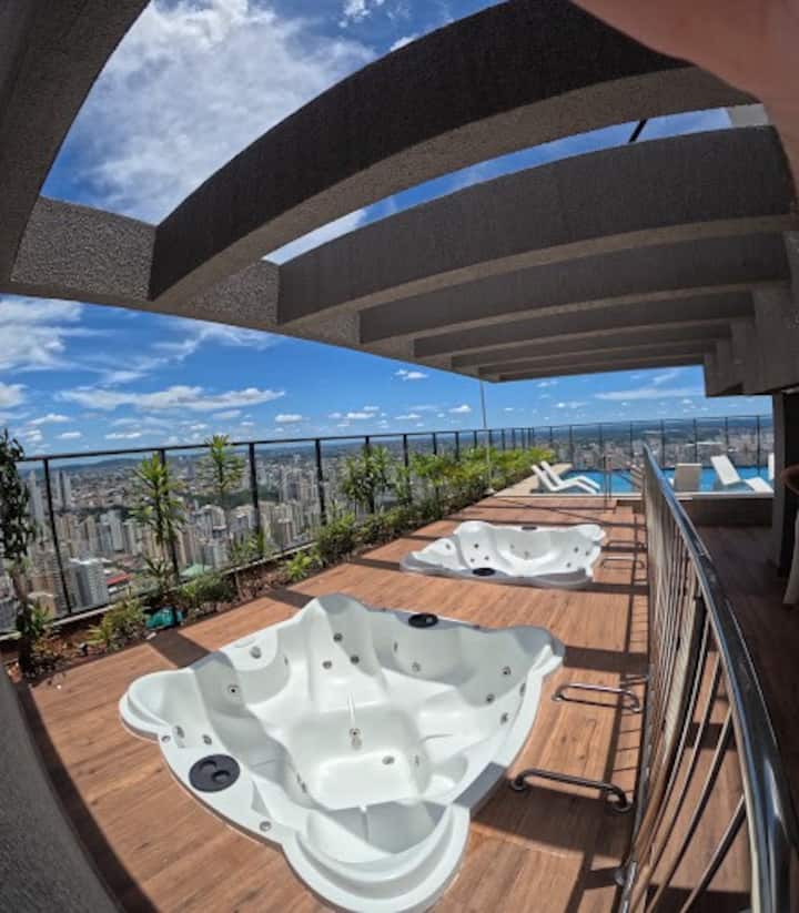 Flat para aluguel / mobiliado / 1 vaga / predio novo / rooftop no 38º / jacuzzi / piscina