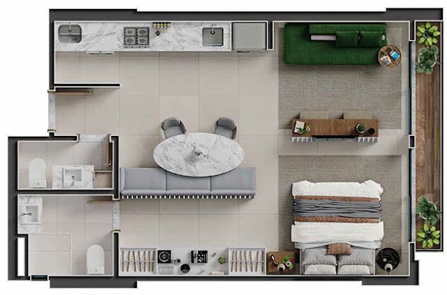 Apartamento à Venda no Edifício Emirates / 1 suíte / lavabo / 51m² / Próximo ao Parque Flamboyant / Torre Istambul