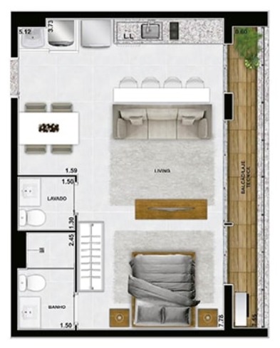 AZURE COMPACT LIFE – Studio mobiliado à venda no Setor Marista | 51m² | 1 suíte | 1 vaga | Alto padrão
